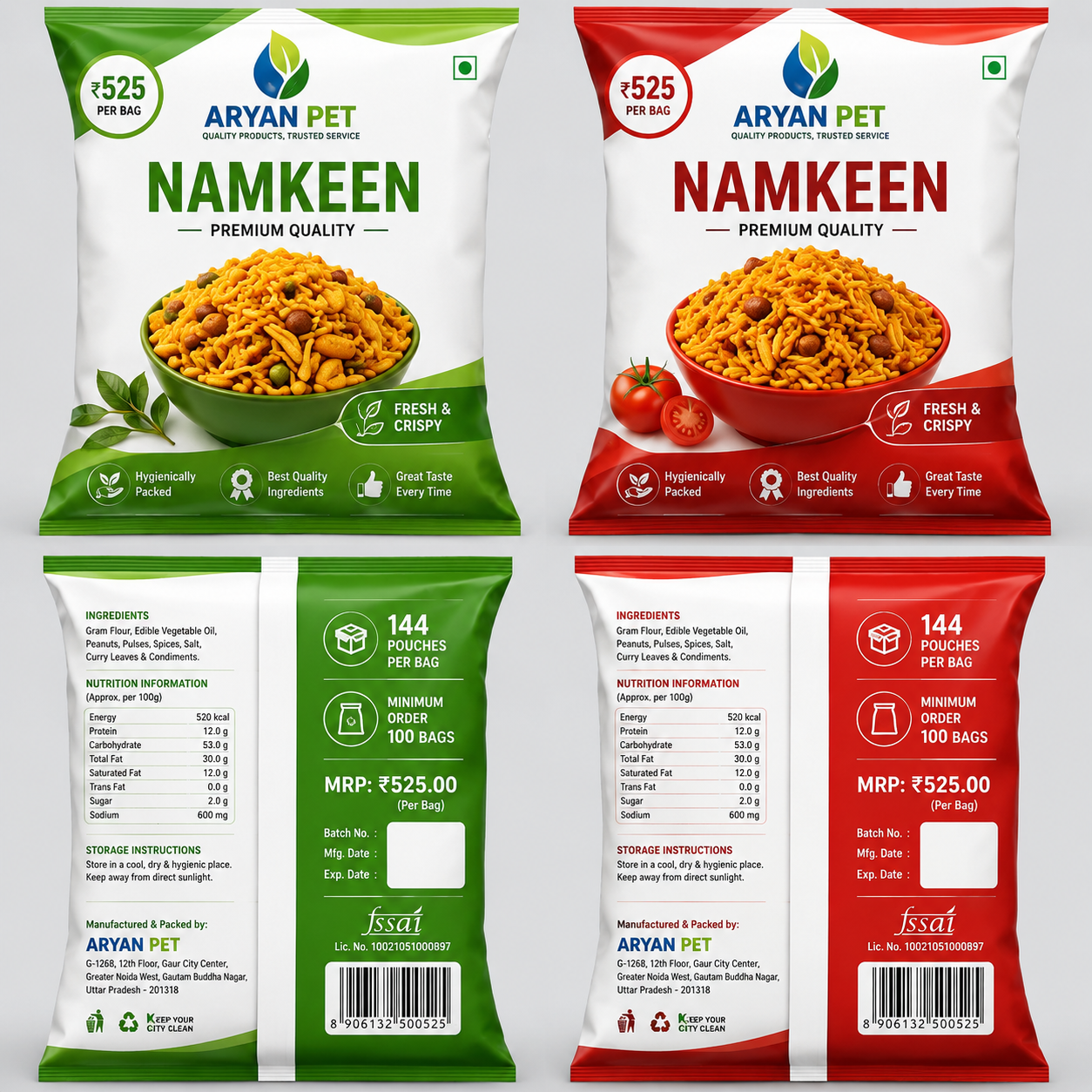 Premium Namkeen (144 Pouches/Bag)